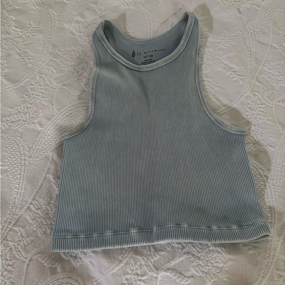 FP Movement Blue Ribbed Knit Tank Top